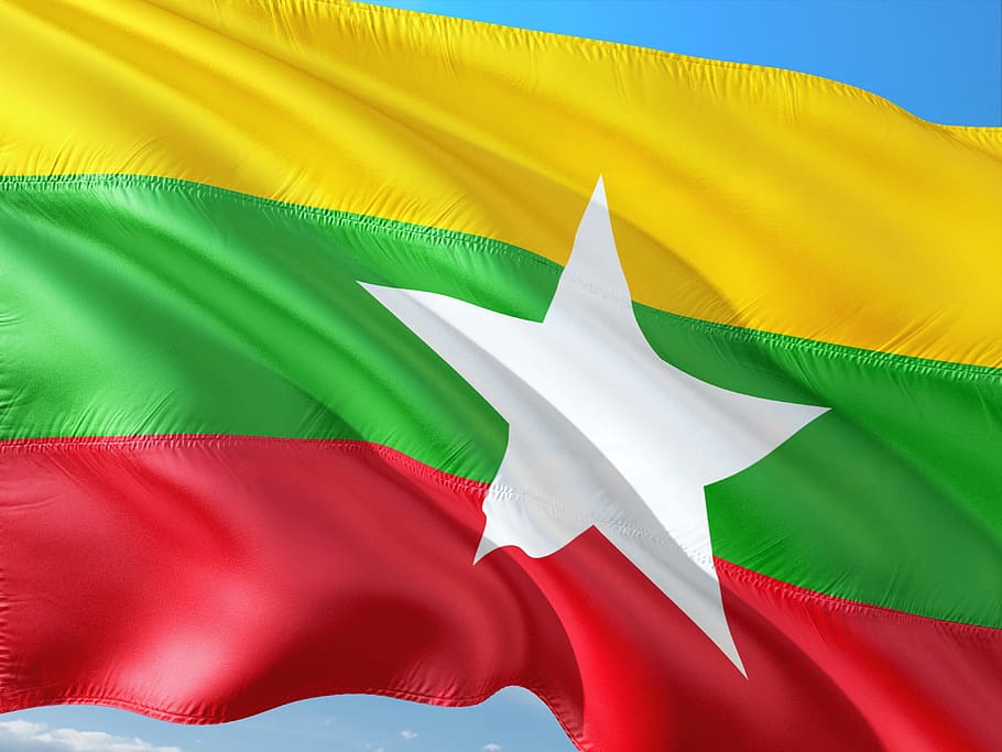 international, flag, myanmar, south east asia