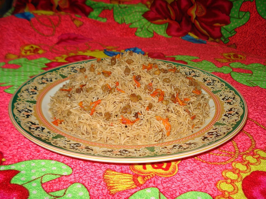 afghani pulao, pilaf, Αφγανιστάν, γεύμα, πιάτο, παραδοσιακός, πλάκα, ρύζι, μαγείρευτος, φαγητό