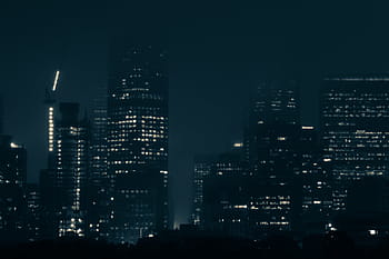 illuminato, grattacielo, costruzione, ore notturne, nero, alto, salire, architettura, infrastruttura, buio, cielo