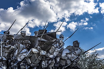 gray, soldier illustration, daytime, army, statue, communist, communism, monument, sculpture, history, symbol