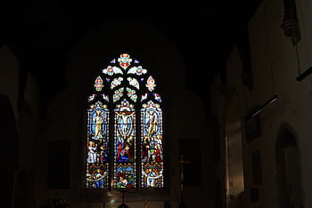 cathedral, colored, glass windows, stained, glass, photography, architecture, building, structure, church, window