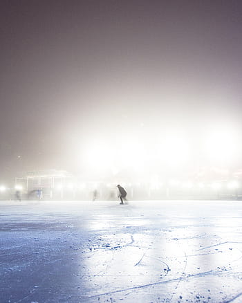 muž led, jízda na bruslích, pole, lidé, Studený, led, počasí, brusle, sport, hobby, mlha