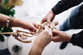 peragawati, berbagai, pose, Kayu, tangan, model, benang, pensil, boneka, berpose, tokoh