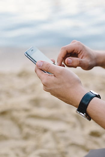 usando, playa, joven, hombre, teléfono, personas, verano, tecnología, iphone, iphone 6, móvil