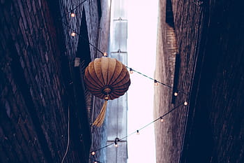 brown, lantern, hanging, string lights, led, lights, architecture, buildings, city, alleys, festival