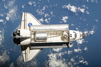 高、 アングル写真、 白、 スペースシャトル、 宇宙船、 スペース、 シャトル、 努力、 上記、 iss、 国際宇宙ステーション