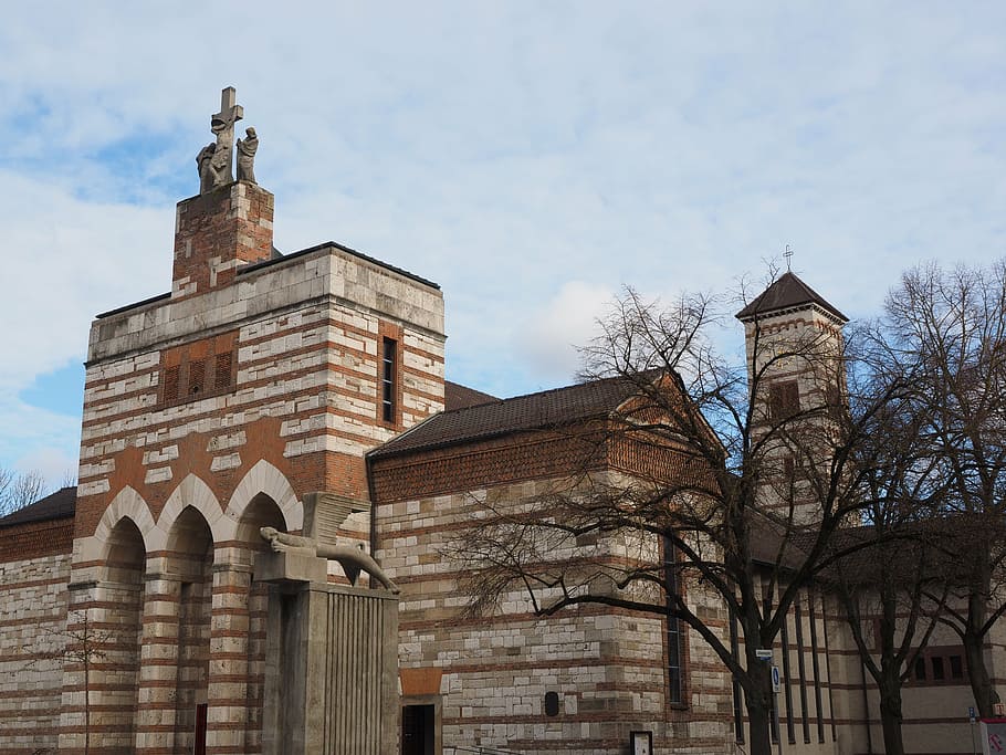 john baptista, john baptistická církev, kostel, nový ulm, budova, katolík, posádkový kostel, cihlový, obrovský, silný, církevních budov