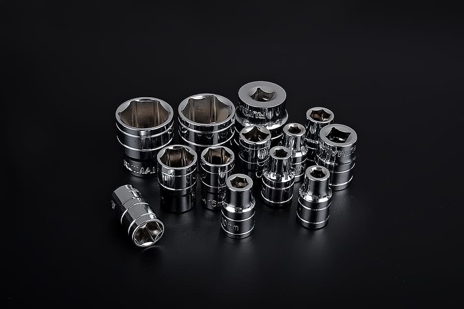 nástroje, klíč, rukáv, odstranění, Hardware, hardwarové nástroje, ocel, řemesla, nikdo, černé pozadí, venku