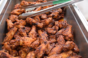 garlic, fried, chicken close-up photo, chicken, wings, bbq, food, meat, cooking, pork, gourmet