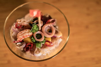 seafood, ceviche, shrimp, gastronomy, tasty, delicious, dish, gourmet, nutrition, food, eat