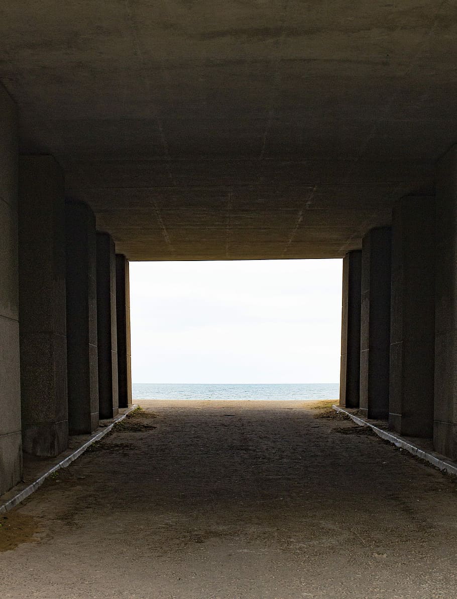 tunel, pláž, oceán, voda, pobřežní čára, tunel, pláž, oceán, voda, modrý, venkovní, aberdeen, Skotsko