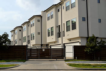 closed, gate, concrete, houses, daytime, real-estate, for rent, rented, driveway, gated community, duplex