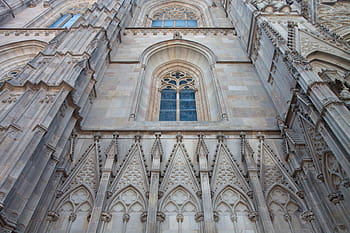 architettonico, tiro, catturato, Gotico, trimestre, Barcellona, Spagna, angolo ampio, quartiere gotico, Barcellona, ​​Spagna, architettura