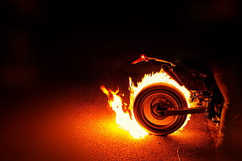 pneumatici per motocicli, fuoco, ardente, pneumatici in fiamme, motociclo, ruota, velocità