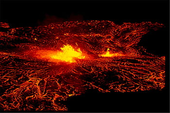 red lava, hawaii volcanoes, national park, hawaii, lava flow, night, park, landscape, active, hot, tourism