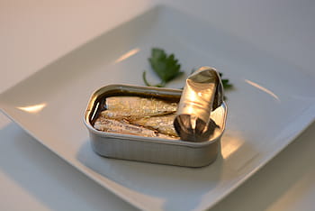 opened, sardine, parsley, leaves, sardines, can, food, fish, power, canned, oil