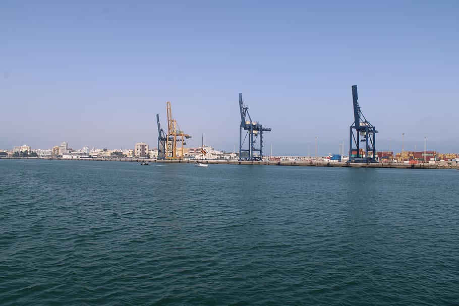 cranes portico, port of cadiz, trade, port, cadiz, andalusia, spain, import, export, goods, crane