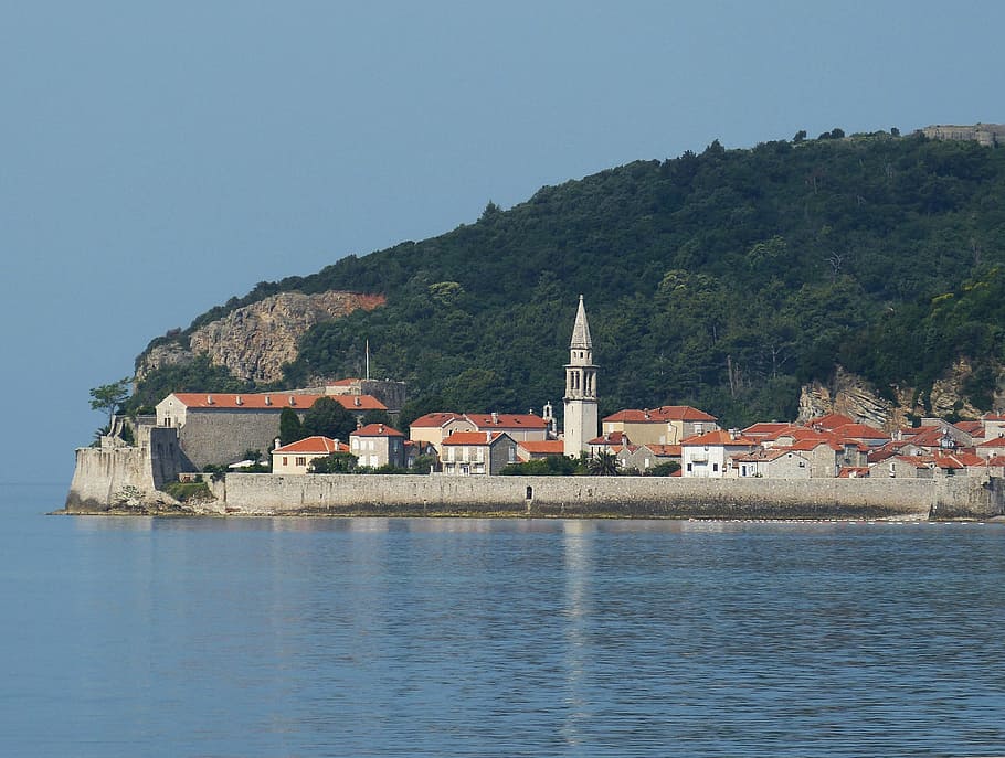 budva, Černá Hora, staré Město, balkánský, středomoří, Jaderské moře, kostelní věž, historicky, rezervováno, hora, hrad