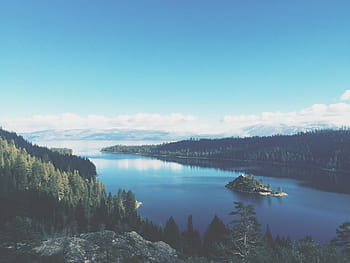 krajinářské fotografie, jezero, tělo, voda, modrý, nebe, mraky, Sluneční svit, letní, řeka, stromy