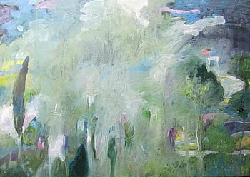 선명한, 저녁, 숲, 빈터, 그려진 이미지, 아크릴 그림, 추상, 페인트, 배경, 독창성, 미술