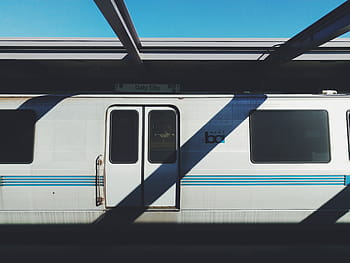 white, teal train, photography, train, station, transportation, trip, travel, train - vehicle, public transportation, mode of transport