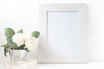 photo frame, potted, white, flower, frame, canvas, card, paper, blank, bouquet, wedding