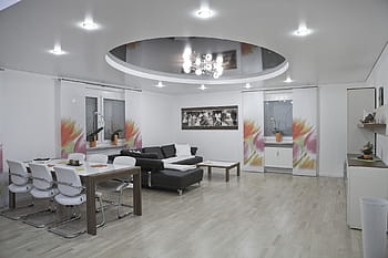 black, sectional, couch, gray, wooden, flooring, suspended ceiling, cover design, ceiling covering, ceiling design, ceiling renovation