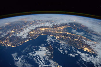 aerial, photography, earth, international space station, view, space, night, italy, alps, mediterranean, ocean