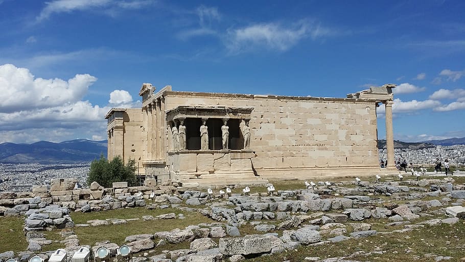 erechtheion, Athény, akropole, archeologie, stará zřícenina, architektura, Dějiny, starověké, slavné místo, zničil, Řecko