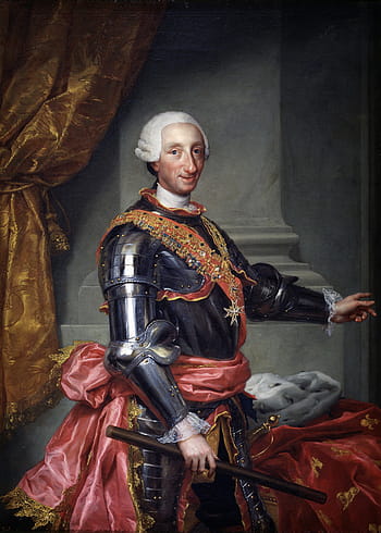 karl iii, král, Španělsko, 1761, portrét, muž, malování