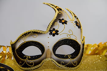 šedá, zlatá maškarní maska, panel, maska, karneval, Maškaráda, benátský, tajemství, Benátky, tajemný, oslava