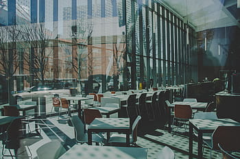 bianco e marrone, di legno, set da pranzo, dentro, costruzione, architettura, infrastruttura, tavolo, sedie, ristorante, Hotel