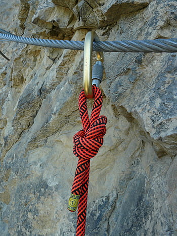 red, bungee rope, rope wire, Carbine, Mounted, Wire Rope, Backup, rope, security, bergsport, climbing