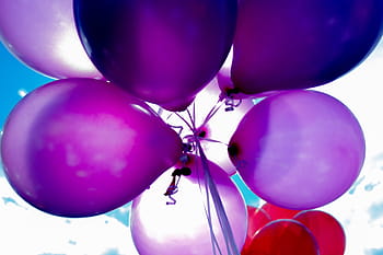 niedrig, Winkel Fotografie, lila, Luftballons, Ball, Ballon, Geburtstag, verwischen, hell, Feier, Weihnachten