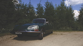 klasický, zelená, sedan, polní cesta, rostlina, během dne, auto, vozidlo, přeprava, silnice, starý