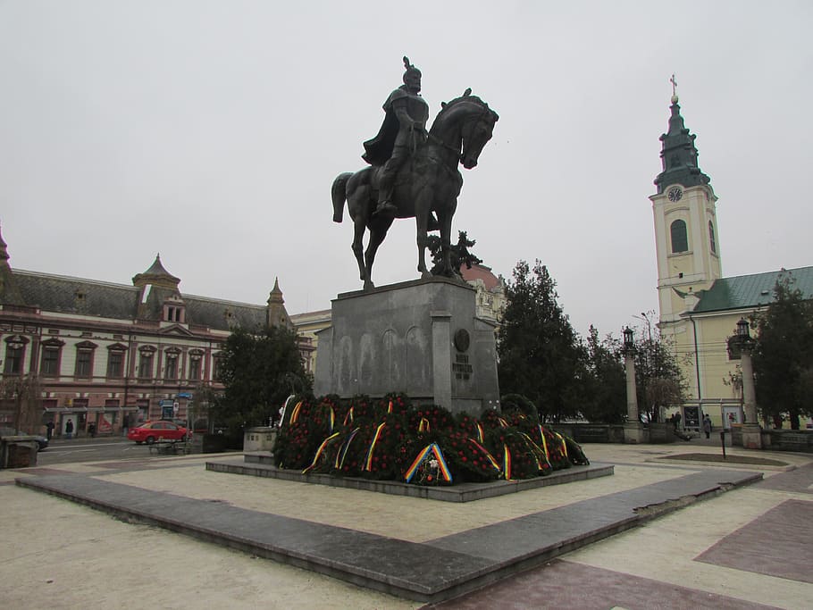 Transylvánii, Rumunsko, kostel, starý, budov, katedrála, sochy, bihor, oradea, staré Město