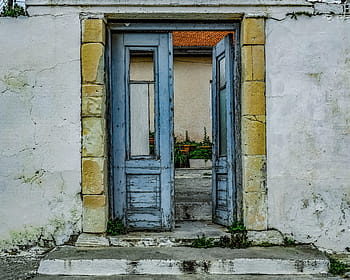 detailní, fotografie, otevřeno, dveře, Dům, architektura, vchod, brána, vnější, yard, fasáda