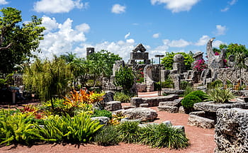gray, concrete, structures, surrounded, plants, coral castle, homestead, south florida, attraction, blocks, landmark