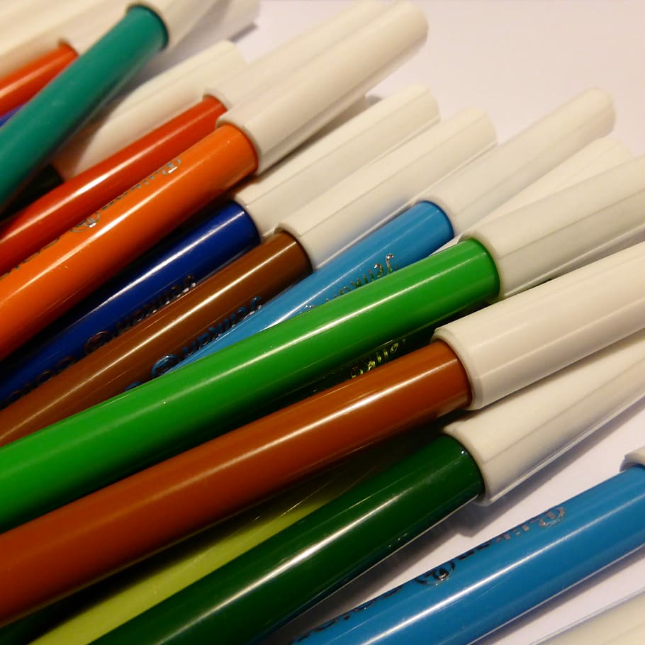 Color, Felt Tip, Pens, Colorful, felt tip pens, stationery, paint, children, tinker, school, lid