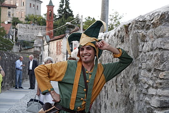 Jester, City, Middle Ages, Costume, men, people, outdoors, hat, color Image, one Person, cultures