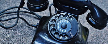 Vintage ▾, nero, rotante, Telefono, grigio, superficie, vecchio, anno di costruzione 1955, bachelite, inviare, comporre
