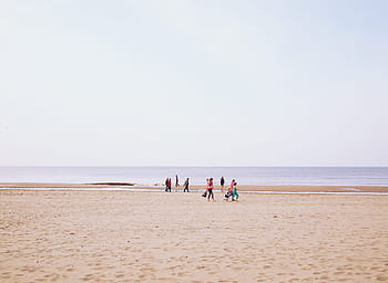 people, beach, daytime, blue, brown, pink, purple, sand, sea, summer, outdoors