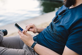 使用して、 ビーチ、 若い、 男、 電話、 人々、 夏、 技術、 iphone、 iphone 6、 モバイル