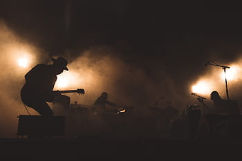 silueta, kapela, provádění, etapa, koncert, světlo, Skála, hudba, lidé, hudebník, muži, kytarista