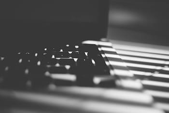 Černá, bílý, stíny, macbook, Černá bílá, bílé stíny, technologie, počítačová klávesnice, počítač, Internet, klíč počítače