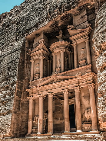 petra, Jordán, pokladnice, starověké, památník, architektura, mezník, poušť, kultura, fasáda, kámen