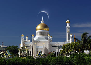 Brunei, Sultan, Omar Ali Saifuddien Mosque, white and gold mosque