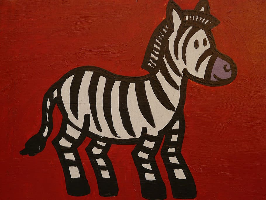 أسود، أبيض، رسم حمار وحشي، الحمار الوحشي، شخصية كرتونية، رسم، مضحك، صورة، حيوان، الشكل