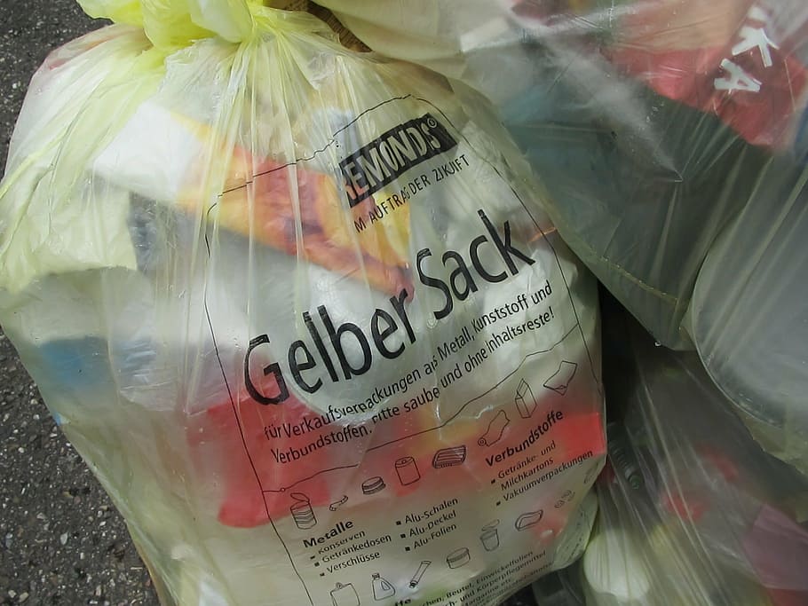 yellow sack, environment, plastic, waste, plastic waste, garbage collection, recycling, nature conservation, garbage