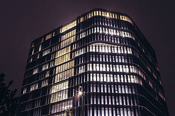 notte, luci, edificio per uffici, di notte, notte con, luci accese, architettura, costruzione, attività commerciale, città, ufficio